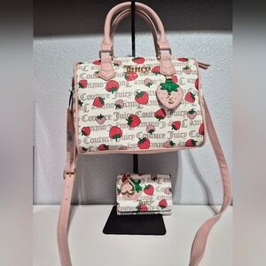 Juicy Couture Freshly Picked Satchel Strawberry With Matching Wallet NWT